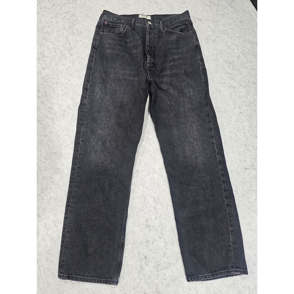 AGOLDE High Rise Straight Leg Jeans Washed Black Size 27